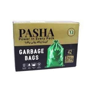 کیسه زباله 3 رول سبز پاشا 55 در 75 بسته 42 عددی
