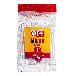 قاشق یکبار مصرف طب پلاستیک مدل میلان بسته 20 عددی 