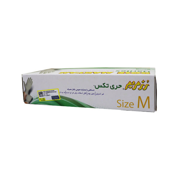 دستکش لاتکس بدون پودر رز مریم 50عددی سایز M