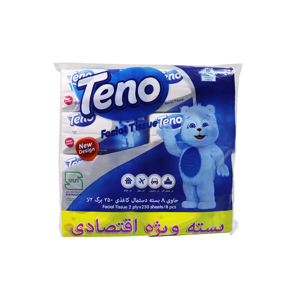 دستمال کاغذی اقتصادی تنو بسته 8 عددی 500 برگ
