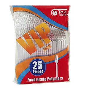 چنگال یکبارمصرف ضخیم طب پلاستیک مدلVIPبسته25عددی 