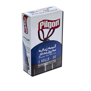 کیسه زباله 3 رول بند دار آبی پیلگون 30 عددی