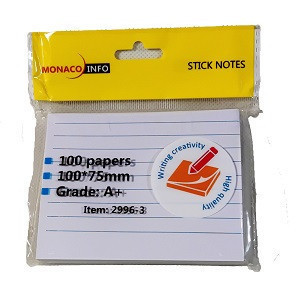 استیک نوت  خط دار سفید 7.5*10  100 برگ